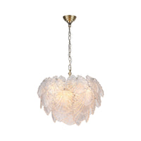 Courtney 10 Light Pendant - Textured Glass and Antique Brass