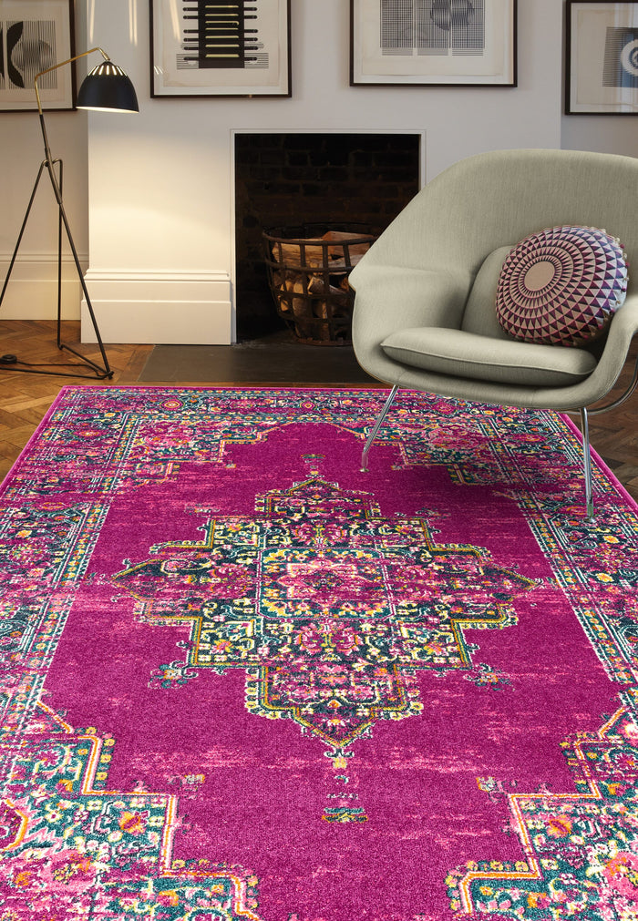 Colt Flatweave Rug - Medallion Fuschia CL04