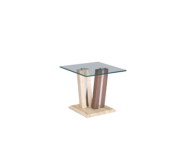 Craft Occasional Tables - Two Tone Wood and Clear Glass