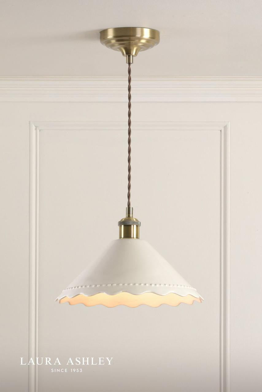 Laura Ashley Daws Pendant White Ceramic and Antique Brass