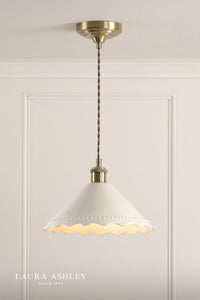 Laura Ashley Daws Pendant White Ceramic and Antique Brass