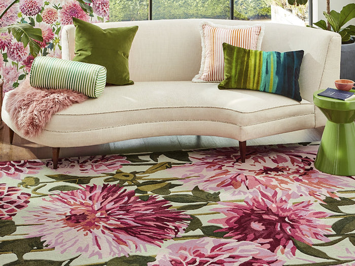 Harlequin Dahlia Rug - Fuschia/Palm