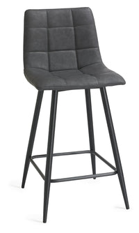 Lewis Bar Stool (pair) - Dark Grey Faux Leather