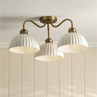 Laura Ashley Durford 3 Light Semi-Flush Matt Antique Brass and White