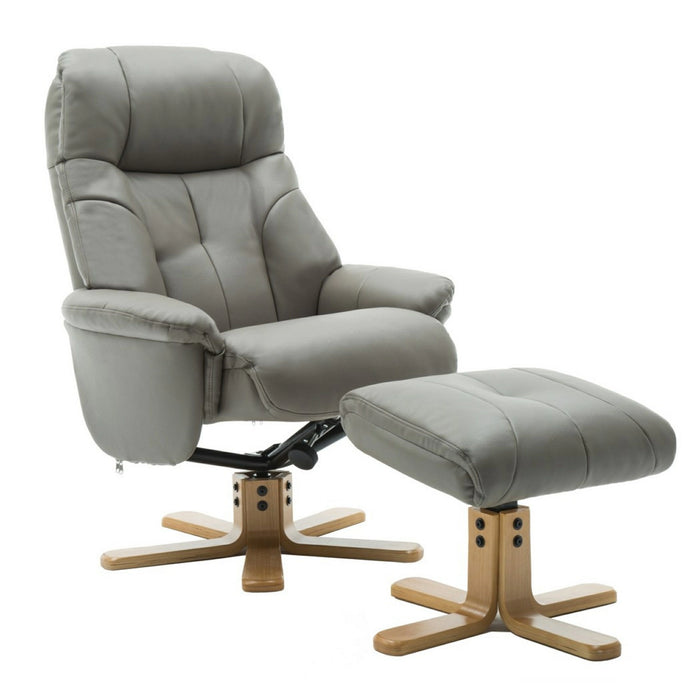 Dubai Swivel Recliner - Grey Plush Faux Leather