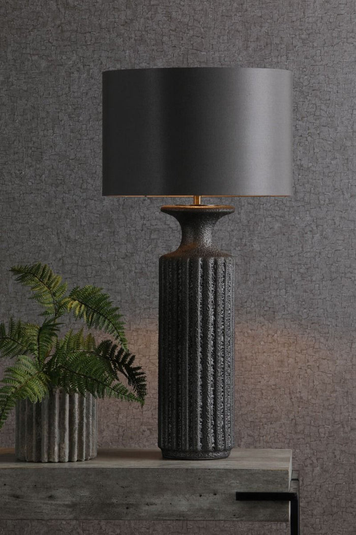 Dugan Table Lamp Black - Volcanic Glaze With Shade