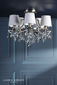 Laura Ashley Enstone 5 Light Semi-Flush Polished Nickel and Crystal With Shade