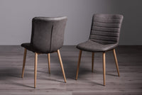 Eriksen Dining Chair (pair) - Dark Grey Faux Leather/Rustic Oak
