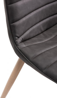 Eriksen Dining Chair (pair) - Dark Grey Faux Leather/Rustic Oak