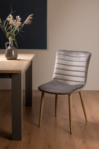 Eriksen Dining Chair (pair) - Grey Velvet/Rustic Oak