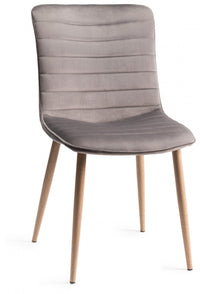 Eriksen Dining Chair (pair) - Grey Velvet/Rustic Oak