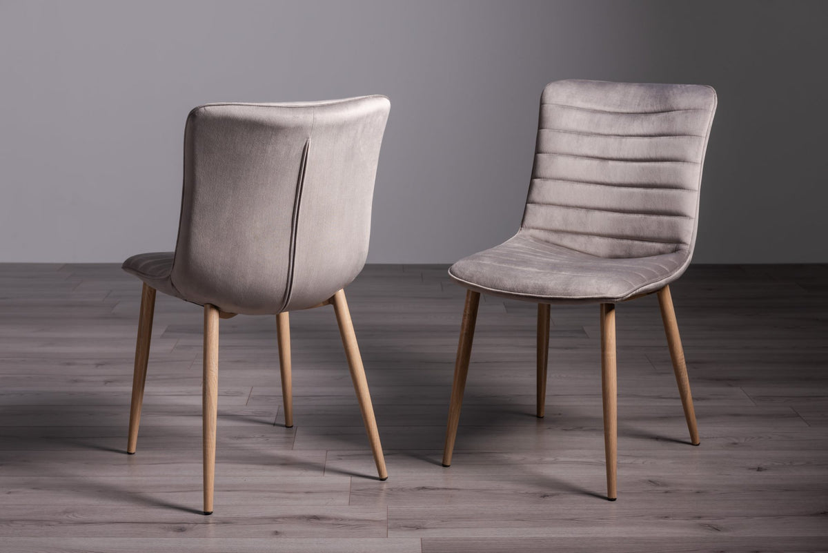 Eriksen Dining Chair (pair) - Grey Velvet/Rustic Oak
