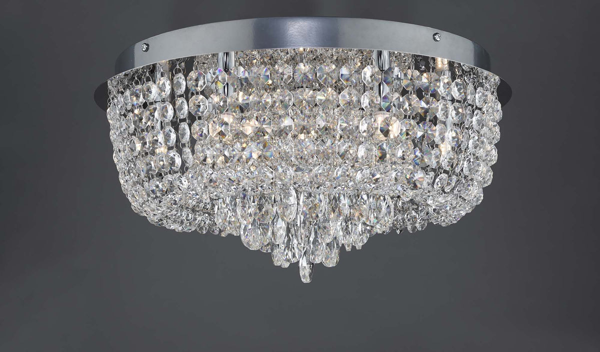 Eitan 9 Light Beaded Flush Clear and Polished Chrome