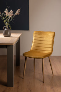 Eriksen Dining Chair (pair) - Mustard Velvet/Rustic Oak