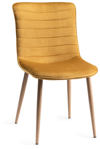 Eriksen Dining Chair (pair) - Mustard Velvet/Rustic Oak