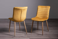 Eriksen Dining Chair (pair) - Mustard Velvet/Rustic Oak