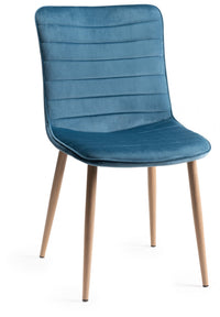 Eriksen Dining Chair (pair) - Petrol Blue Velvet/Rustic Oak