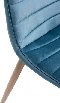 Eriksen Dining Chair (pair) - Petrol Blue Velvet/Rustic Oak