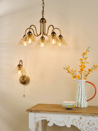 Erika Lighting Collection - Antique Bronze and Amber Glass