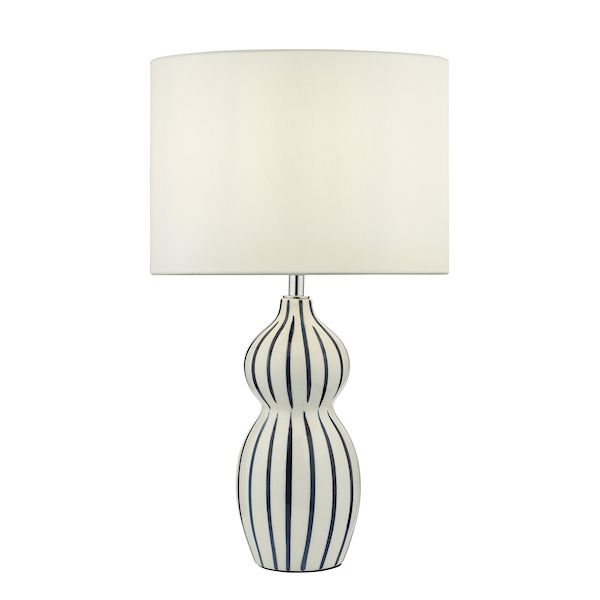 Evie Table Lamp White Ceramic Blue Ceramic With Shade