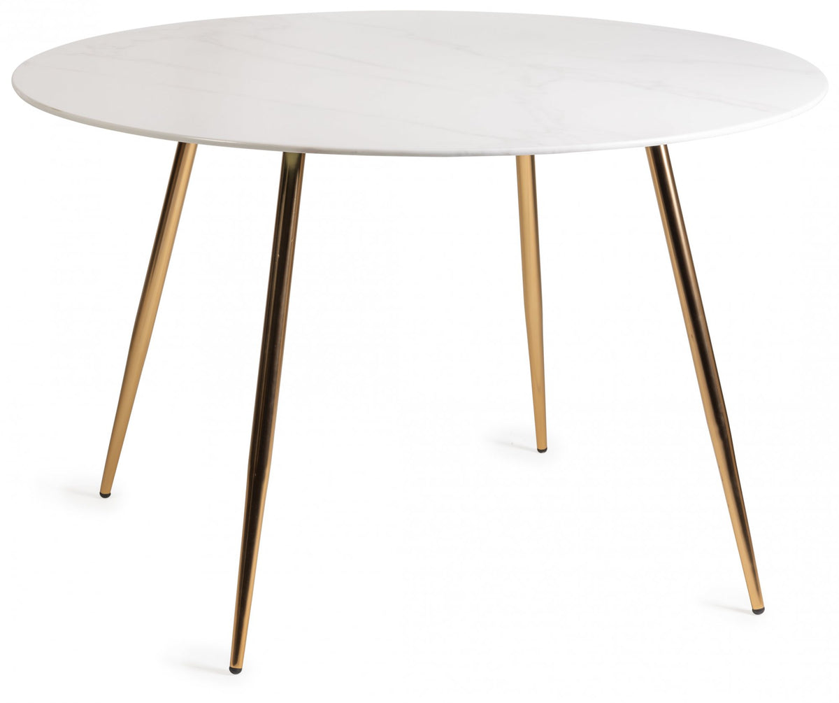 Francesca Dining Table - White Marble Effect/Matt Gold