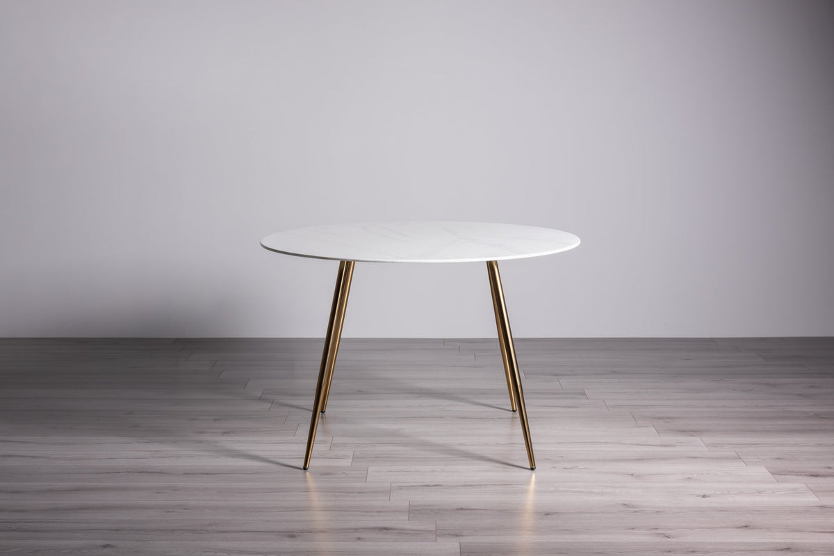Francesca Dining Table - White Marble Effect/Matt Gold