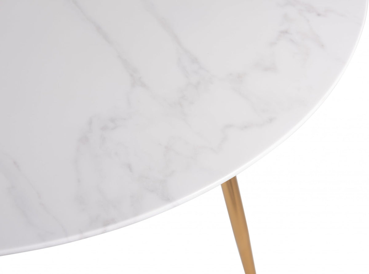 Francesca Dining Table - White Marble Effect/Matt Gold