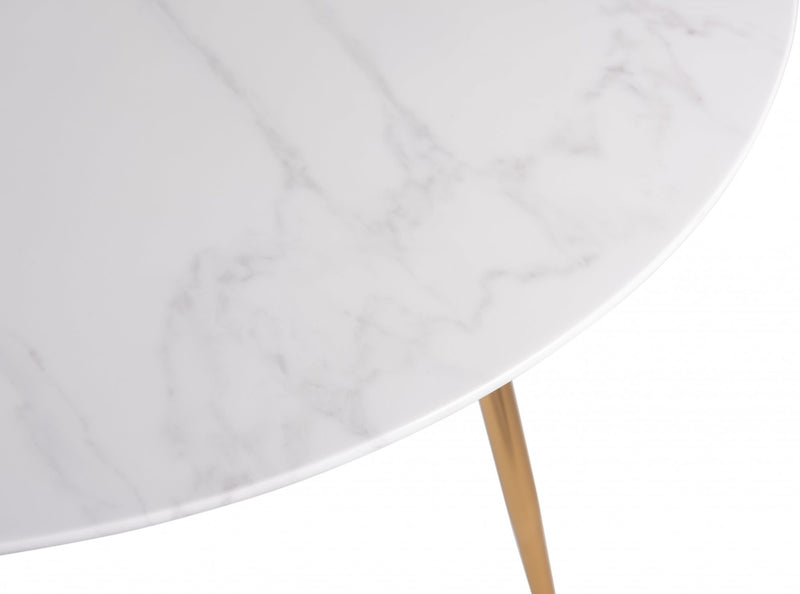 Francesca Dining Table - White Marble Effect/Matt Gold