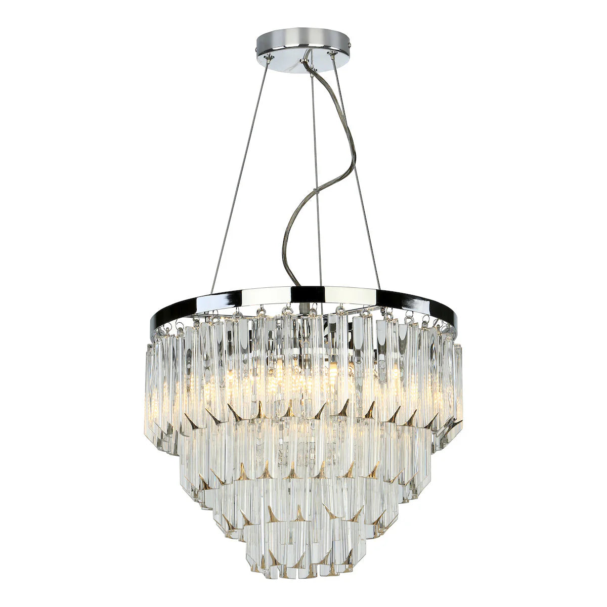 Fame 5 Light Pendant Glass and Polished Nickel
