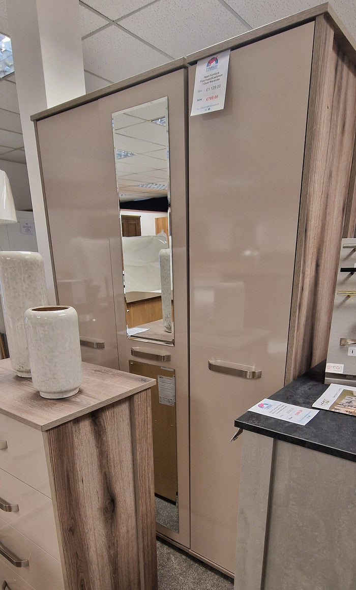 *CLEARANCE* Heart 3 Door Wardrobe - Cashmere/Fossil