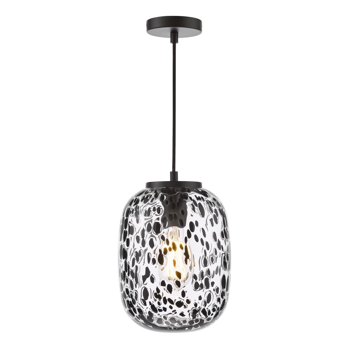 Gethin Lighting Collection - Black and Black Confetti Glass