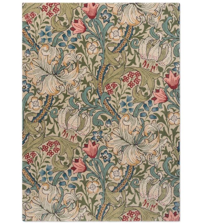 Morris and Co. - Golden Lily Green and Red Rug