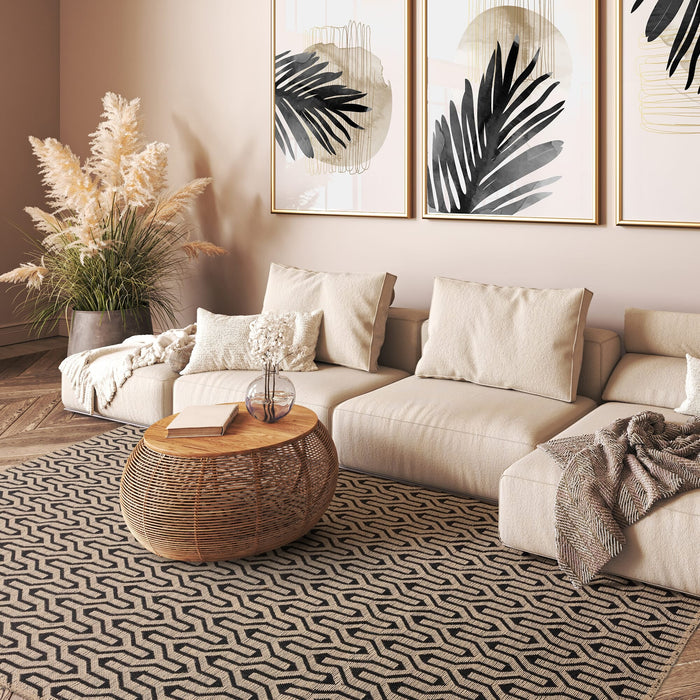 Global Rug Collection - Black Lattice