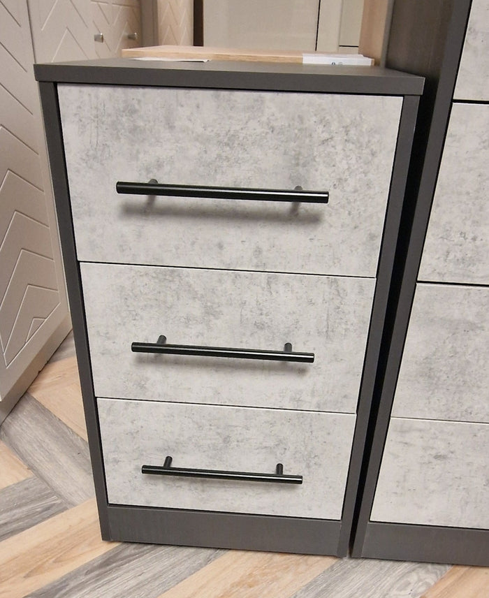 *CLEARANCE* Tuscany Graphite/Charcoal 3 Drawer Bedside