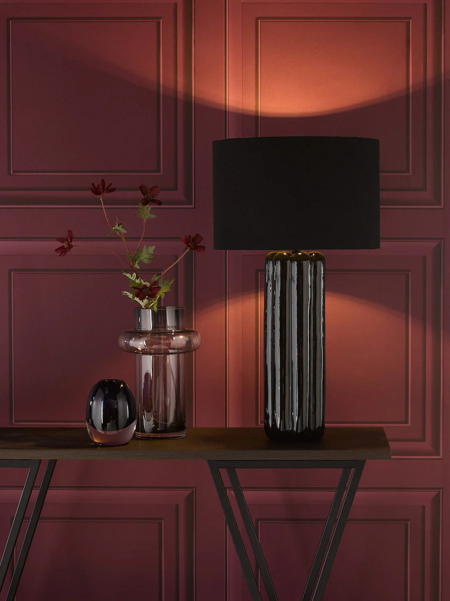 Hebron Table Lamp Black Ceramic With Shade