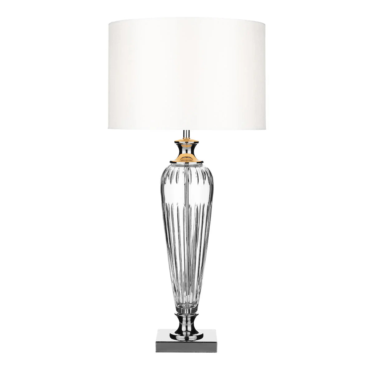 Hinton Table Lamp Polished Chrome Crystal With Shade