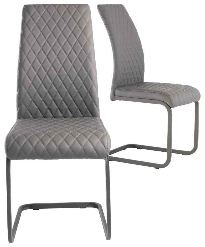 Hudson Dining Chair - Grey PU (Pair)