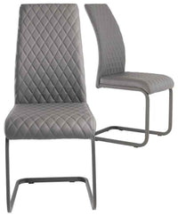 Hudson Dining Chair - Grey PU (Pair)