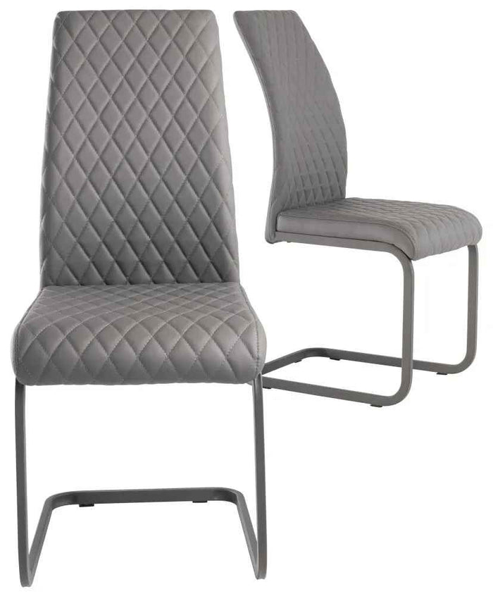 Hudson Dining Chair - Grey PU (Pair)