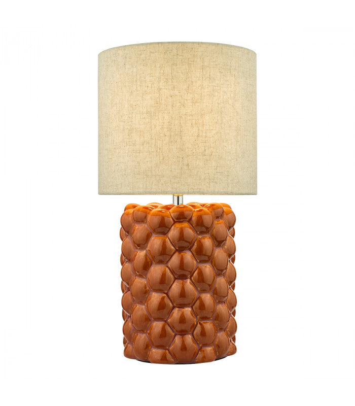 Jayden Table Lamp Orange Glaze With Shade