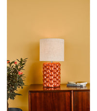 Jayden Table Lamp Orange Glaze With Shade