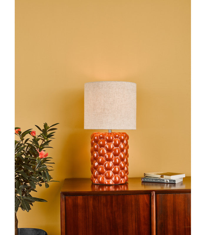 Jayden Table Lamp Orange Glaze With Shade