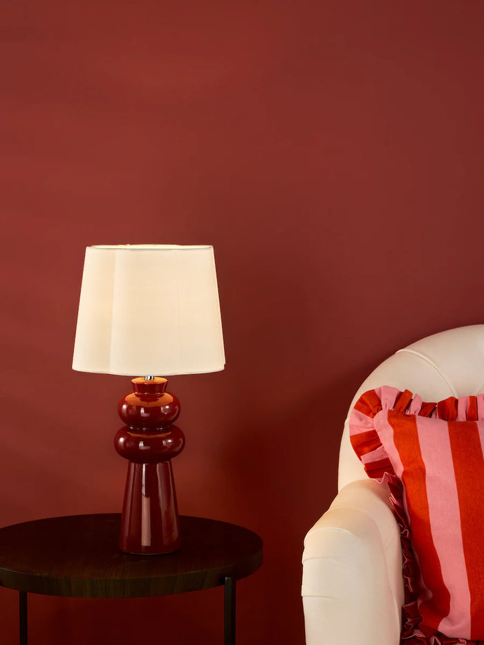 Jordana Table Lamp Pink Ceramic and Polished Chrome With Shade