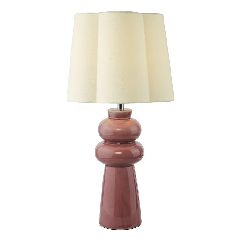 Jordana Table Lamp Pink Ceramic and Polished Chrome With Shade