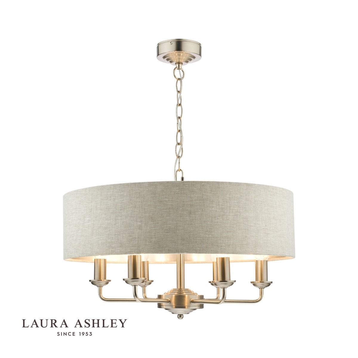 Laura Ashley - Sorrento Lighting Collection - Satin Nickel and Natural