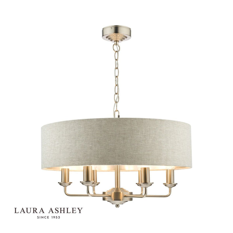 Laura Ashley - Sorrento Lighting Collection - Satin Nickel and Natural