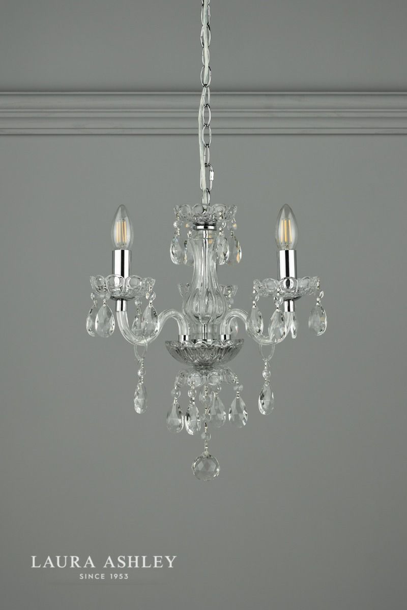 Laura Ashley - Harriet 3 Arm Chandelier - Ribbed Clear