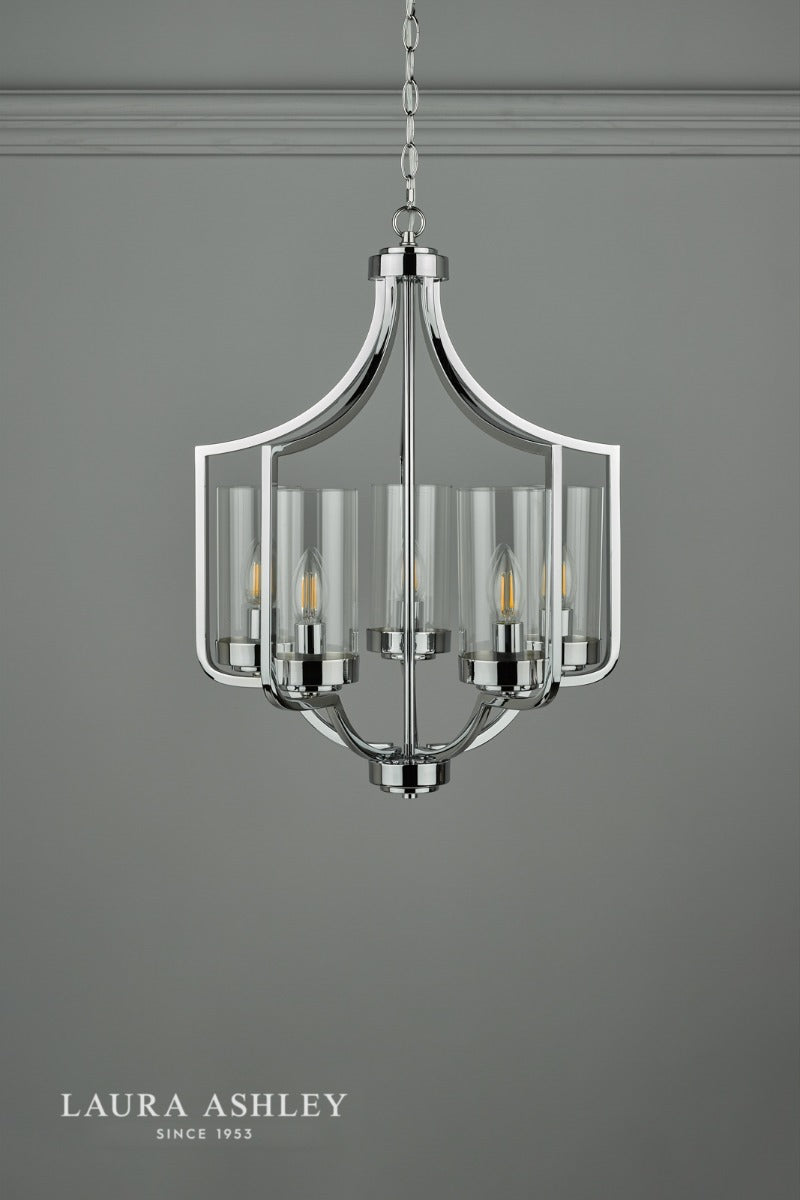 Laura Ashley - Joseph 5 Light Chandelier - Polished Chrome