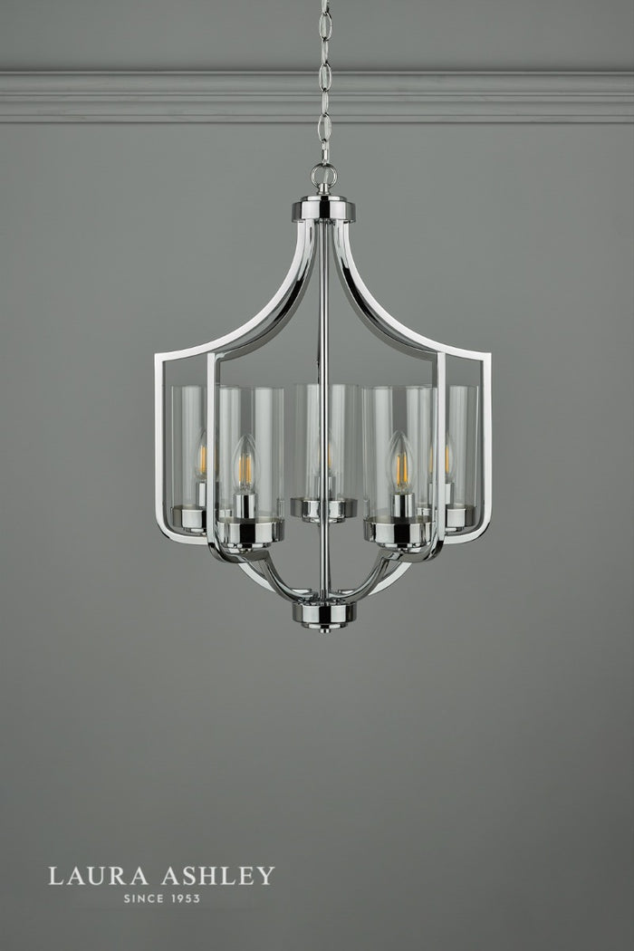 Laura Ashley - Joseph 5 Light Chandelier - Polished Chrome