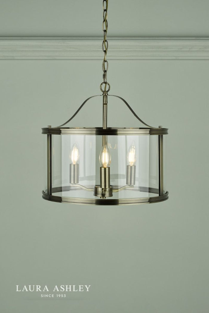 Laura Ashley - Harrington 3 Light Pendant - Antique Brass
